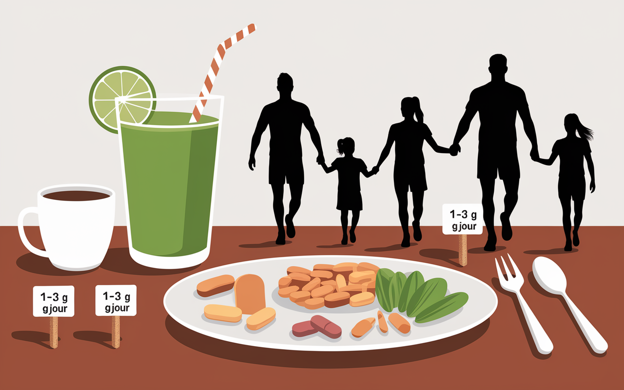 spiruline petit-déjeuner dosage 1-3g smoothie comprimés