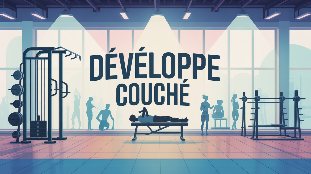 Salle de sport moderne avec developpe couche, banc et barres