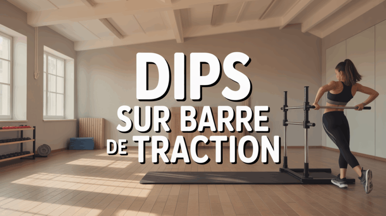 Salle avec dips sur barre de traction, tronc gainé