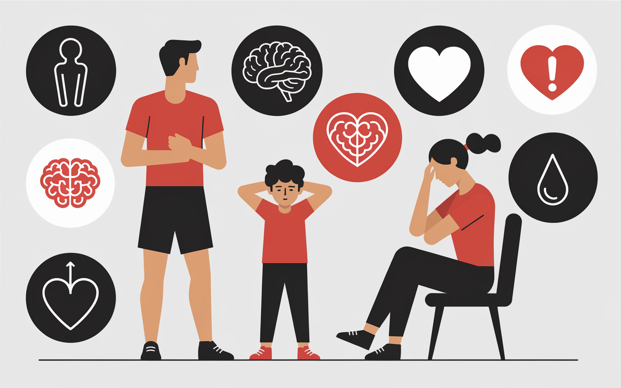 Scène causes et signaux fatigue adulte enfant sportif
