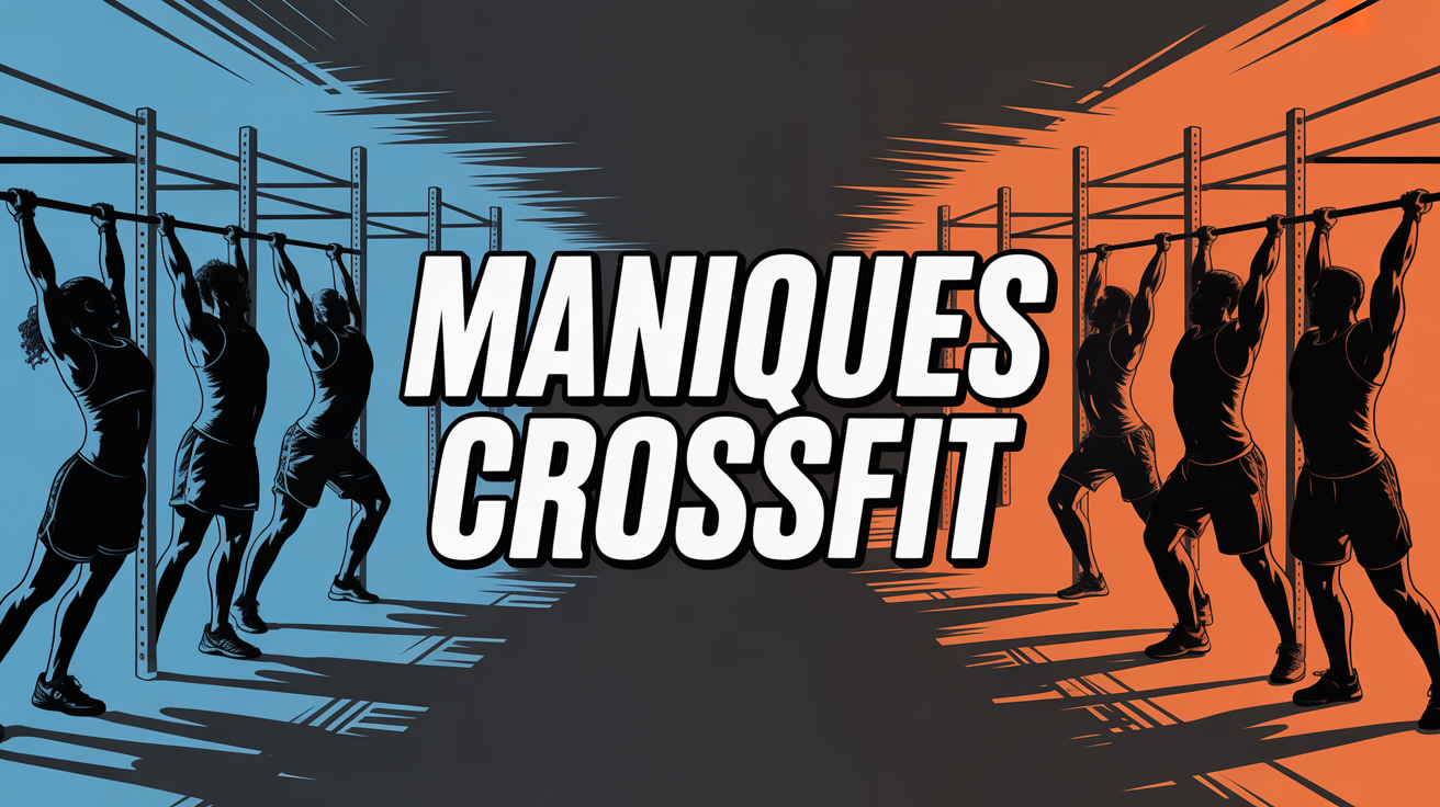 Maniques CrossFit sur sportifs en action box barre haltères