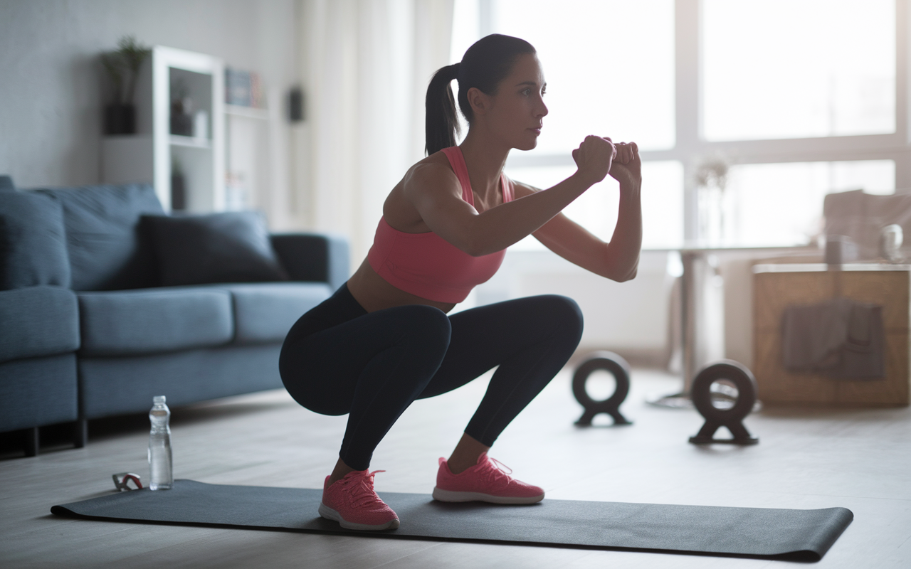 Programme musculation femme exercice squat maison