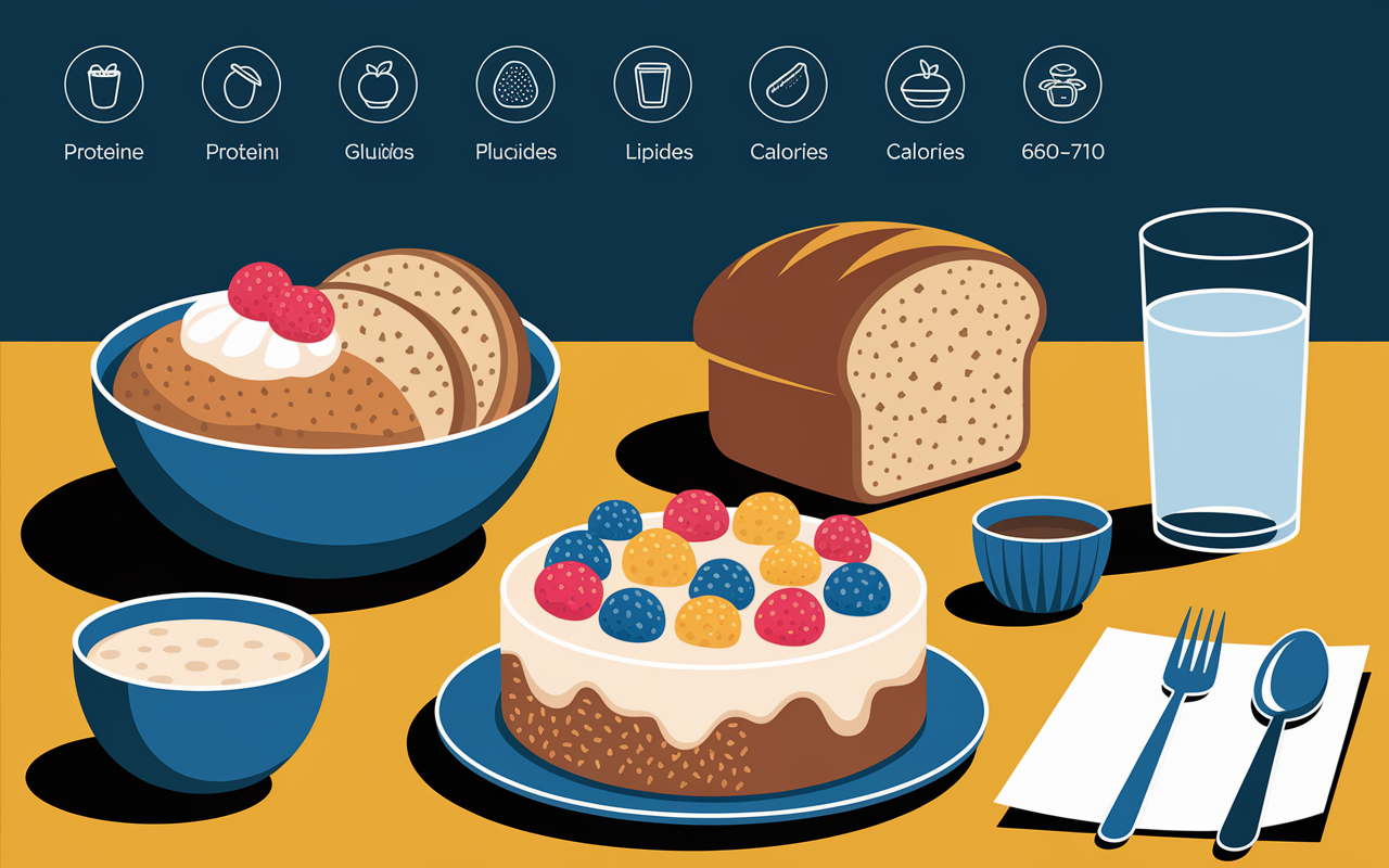 Selection aliments pour petit dejeuner prise de masse proteine glucides lipides