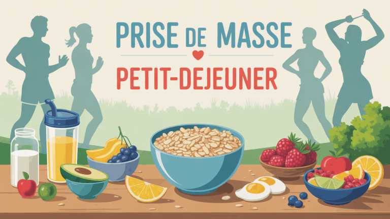 Table petit dejeuner prise de masse avec aliments proteiques et sportifs