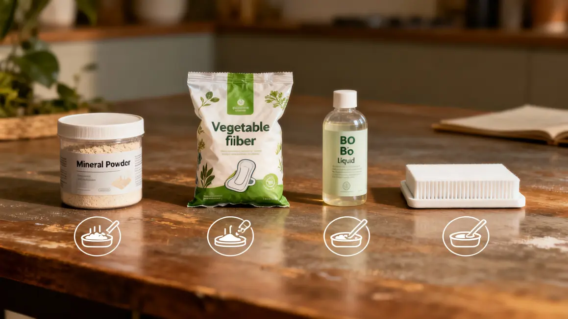 types d’absorbeur de graisse poudre végétale liquide filtre