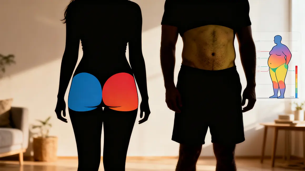 comparaison silhouettes femme homme zones graisse schema
