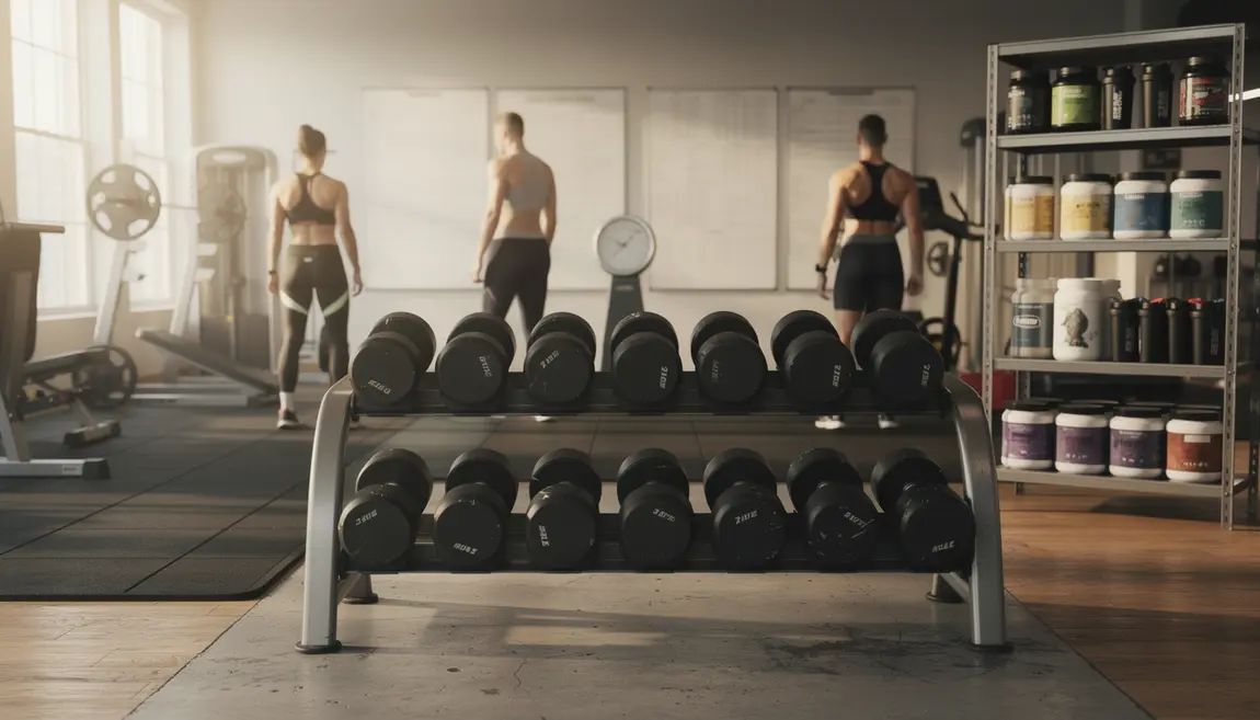 Salle musculation bruleurs graisse haltères silhouettes progression