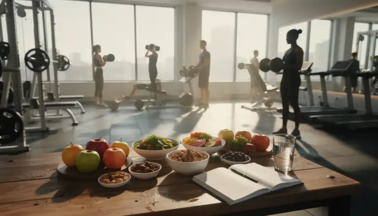 Salle de sport moderne, alimentation saine, suivi médical, optimisation testostérone