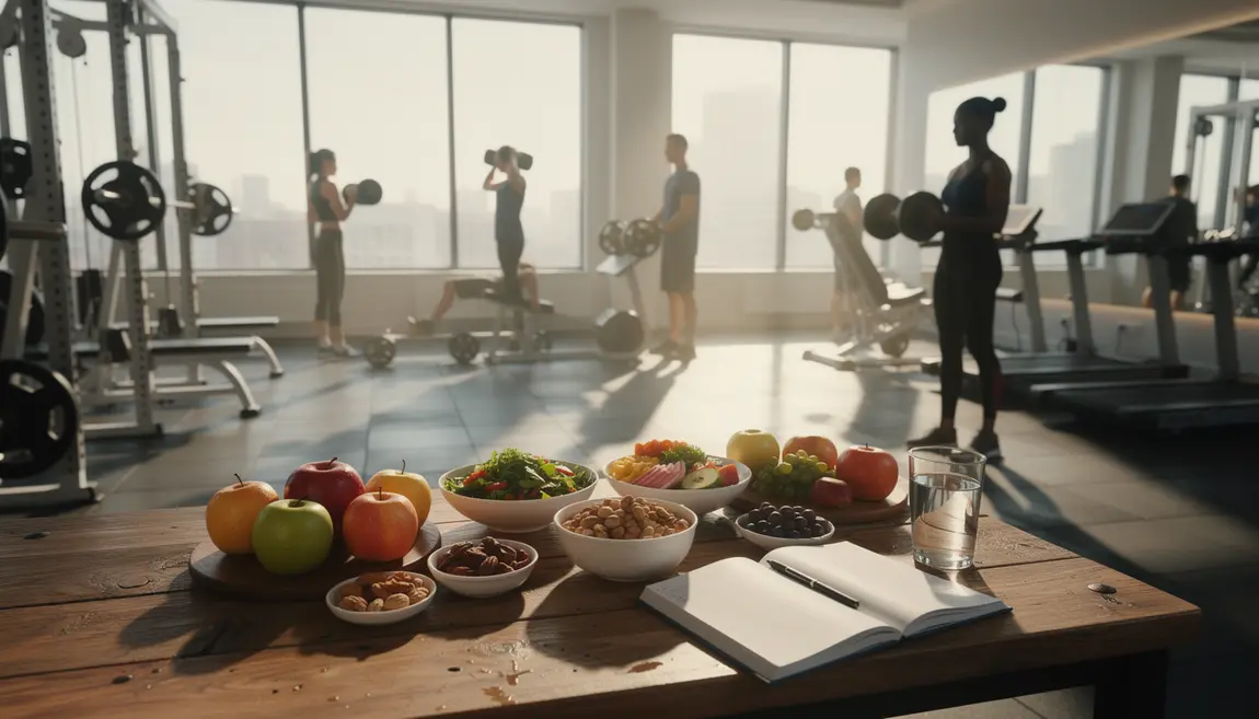 Salle de sport moderne, alimentation saine, suivi médical, optimisation testostérone
