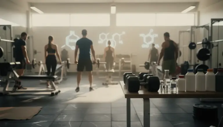 salle de musculation avec produits dopants silhouettes modernes