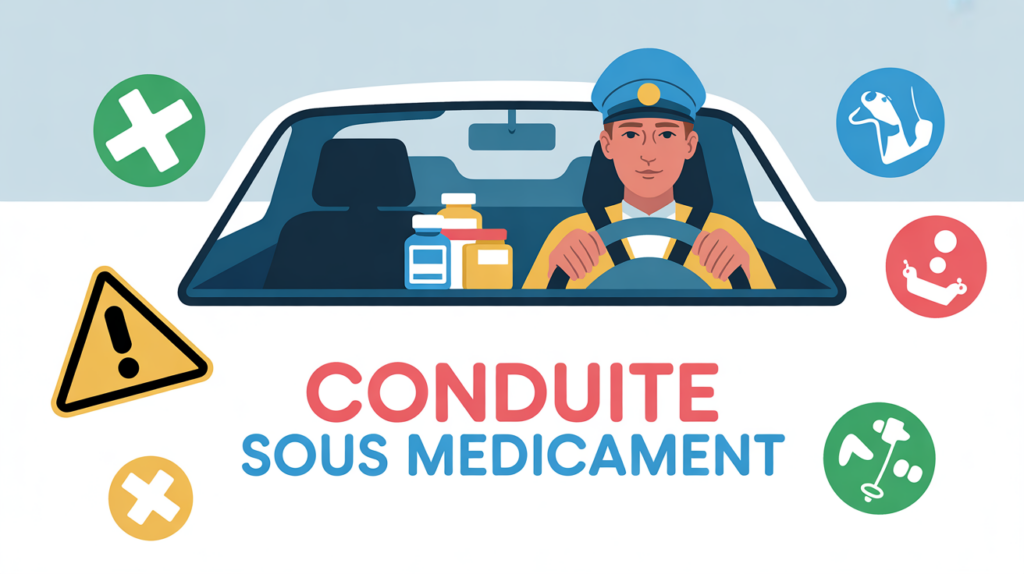 Conduite sous médicaments sanctions illustration conducteur