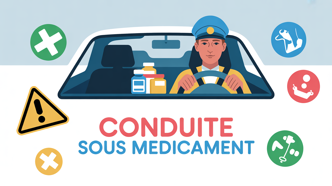 Conduite sous médicaments sanctions illustration conducteur