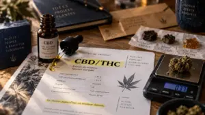 321cbd : fleurs, huiles et résines CBD sur table
