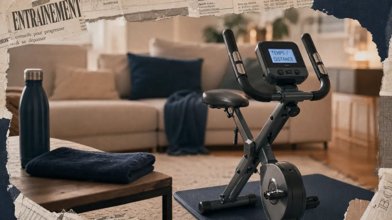 Vélo d'appartement David Douillet avis : pliage, résistance, écran LCD allumé