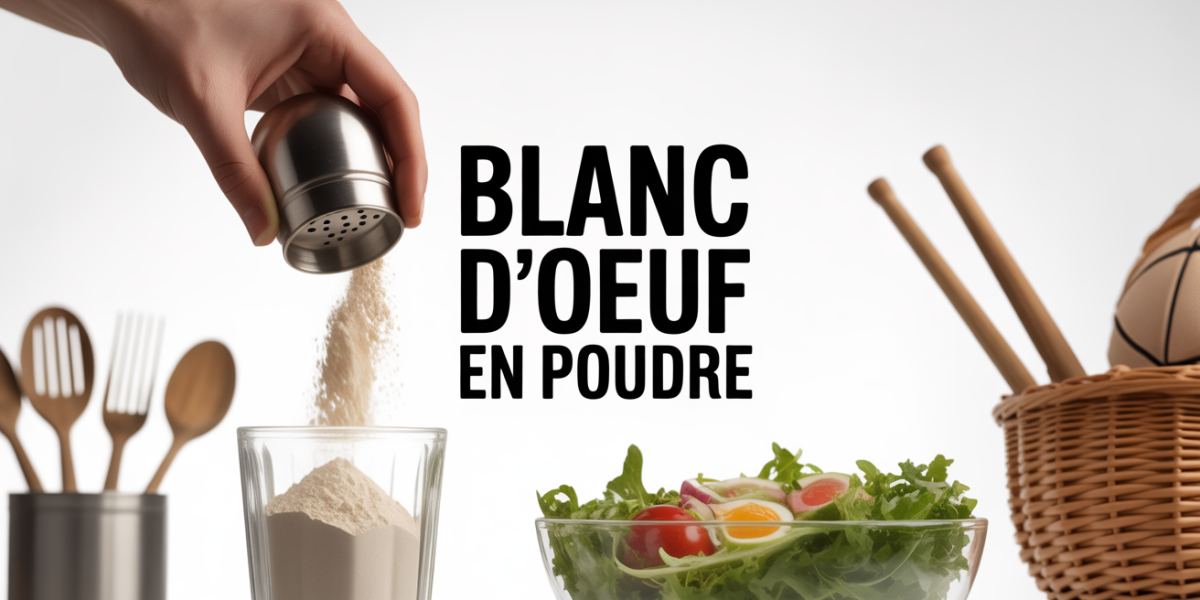 main qui verse blanc d oeuf en poudre dans shaker et saladier