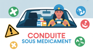 Conduite sous médicaments sanctions illustration conducteur