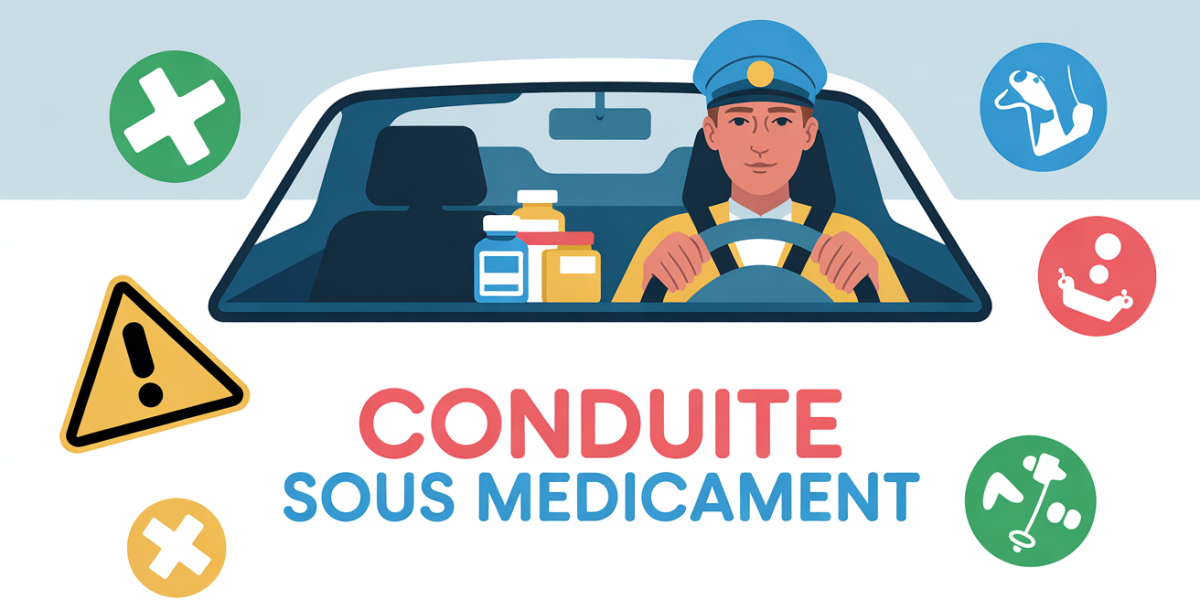 Conduite sous médicaments sanctions illustration conducteur