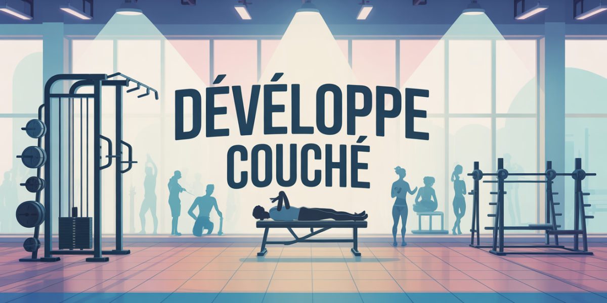 Salle de sport moderne avec developpe couche, banc et barres