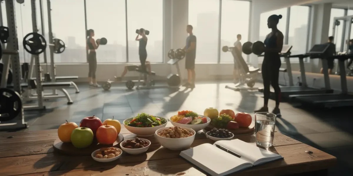Salle de sport moderne, alimentation saine, suivi médical, optimisation testostérone