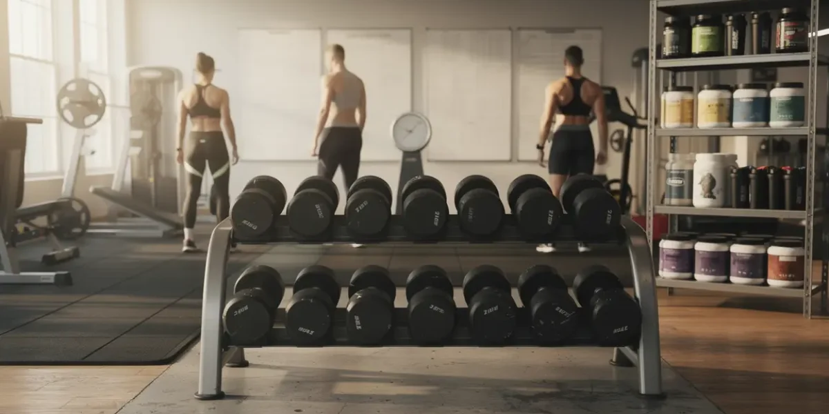 Salle musculation bruleurs graisse haltères silhouettes progression