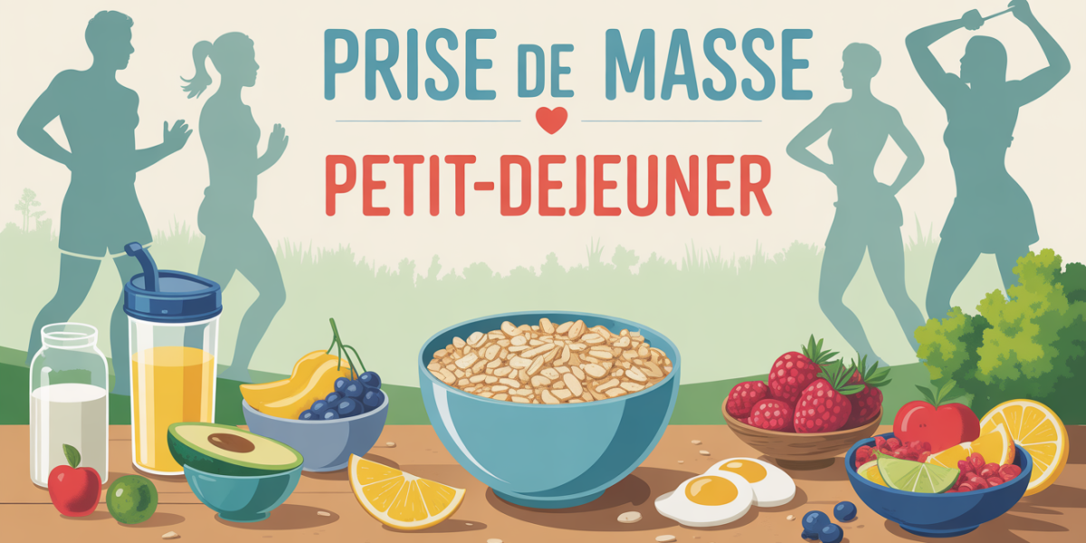 Table petit dejeuner prise de masse avec aliments proteiques et sportifs