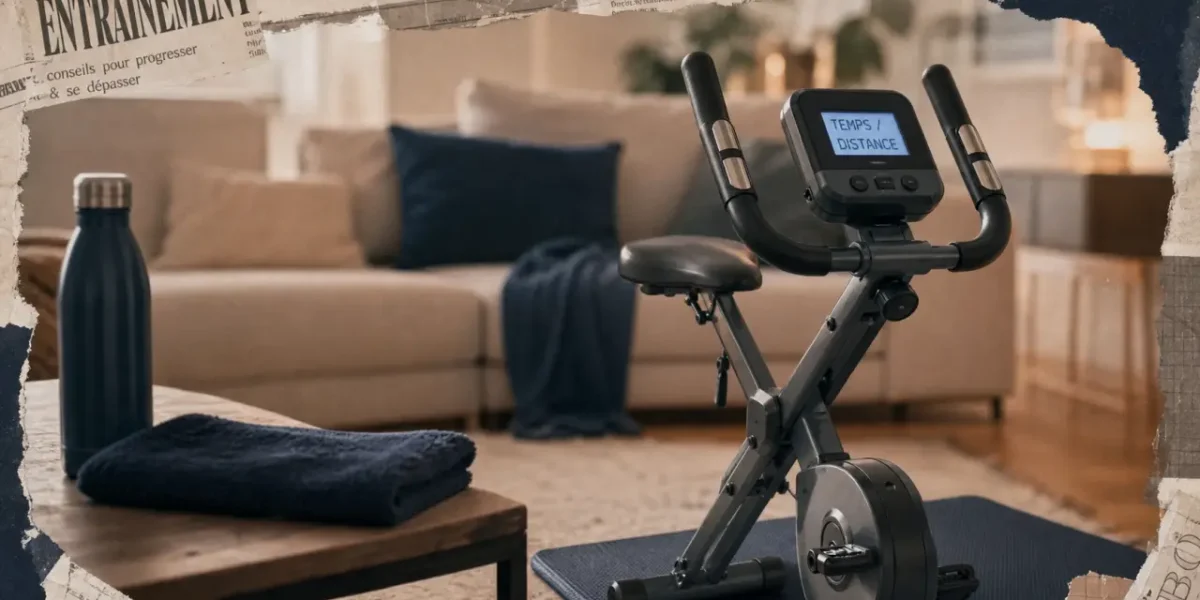 Vélo d'appartement David Douillet avis : pliage, résistance, écran LCD allumé